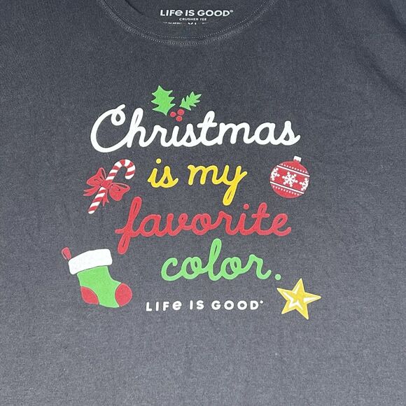 Life Is Good Shirt Mens XL Gray Christmas is my Favorite Color Shirt Sleeve - Picture 2 of 10